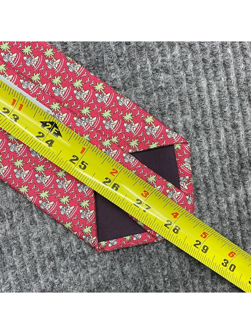 Vineyard Vines Necktie Red Geometric AOP Island Guitarist Silk Tie Made in USA